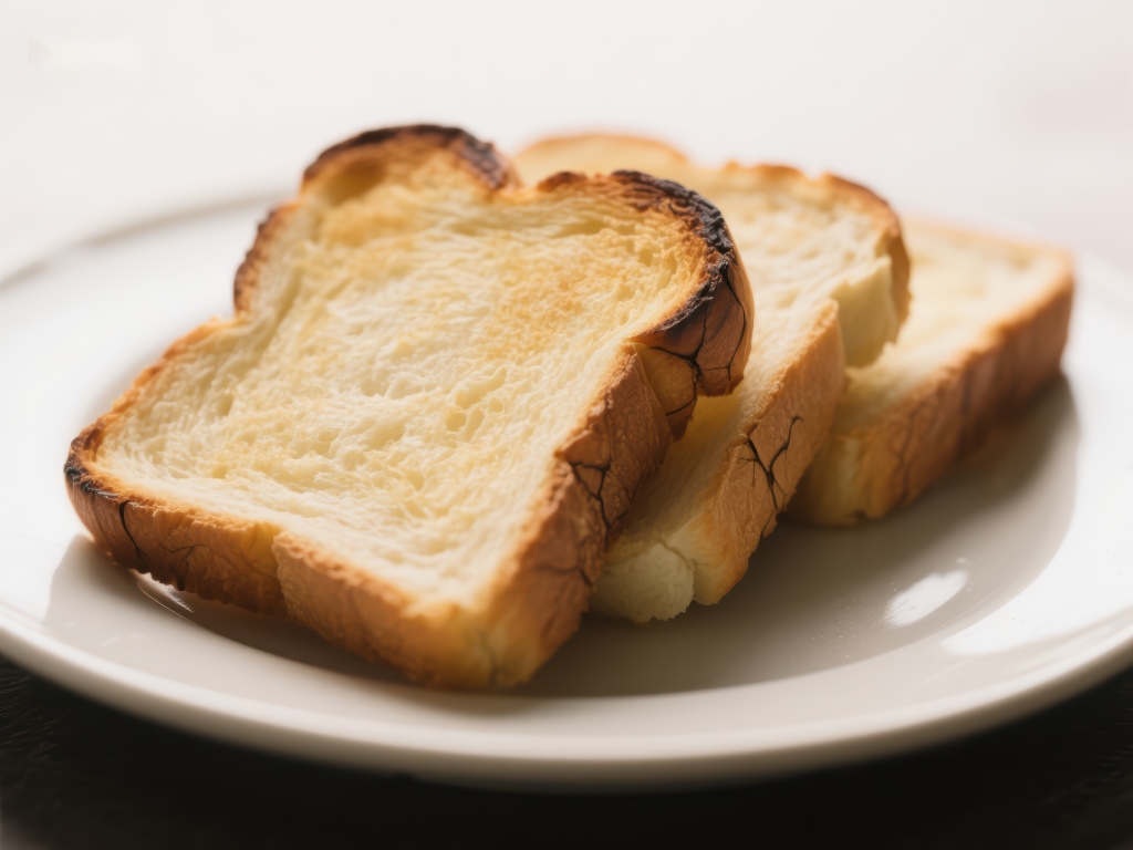 金黄色烤面包片照片