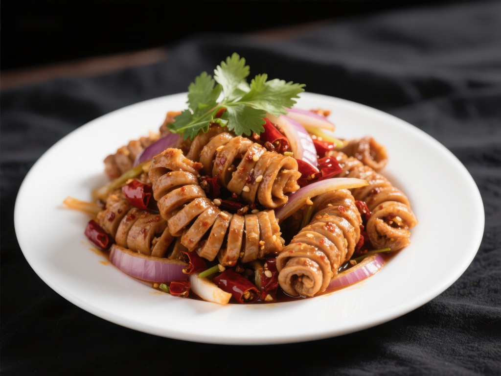 香辣鱿鱼圈配洋葱与香菜