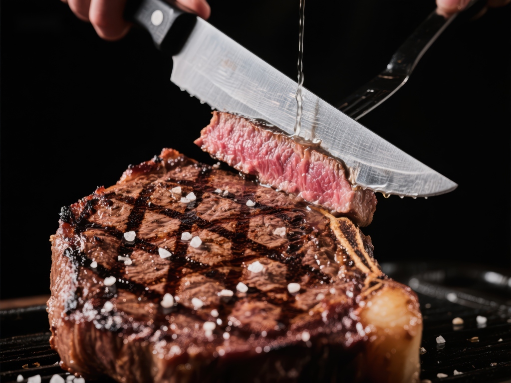 刀叉切割多汁烤肉