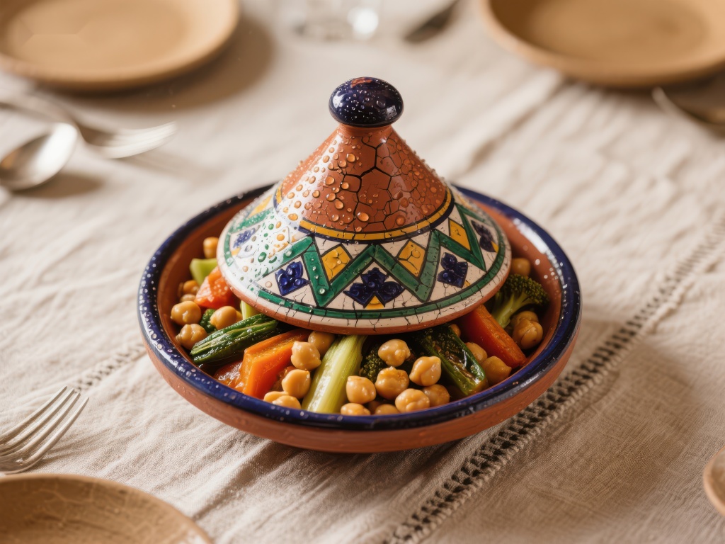 传统陶锅炖菜色彩斑斓的美食