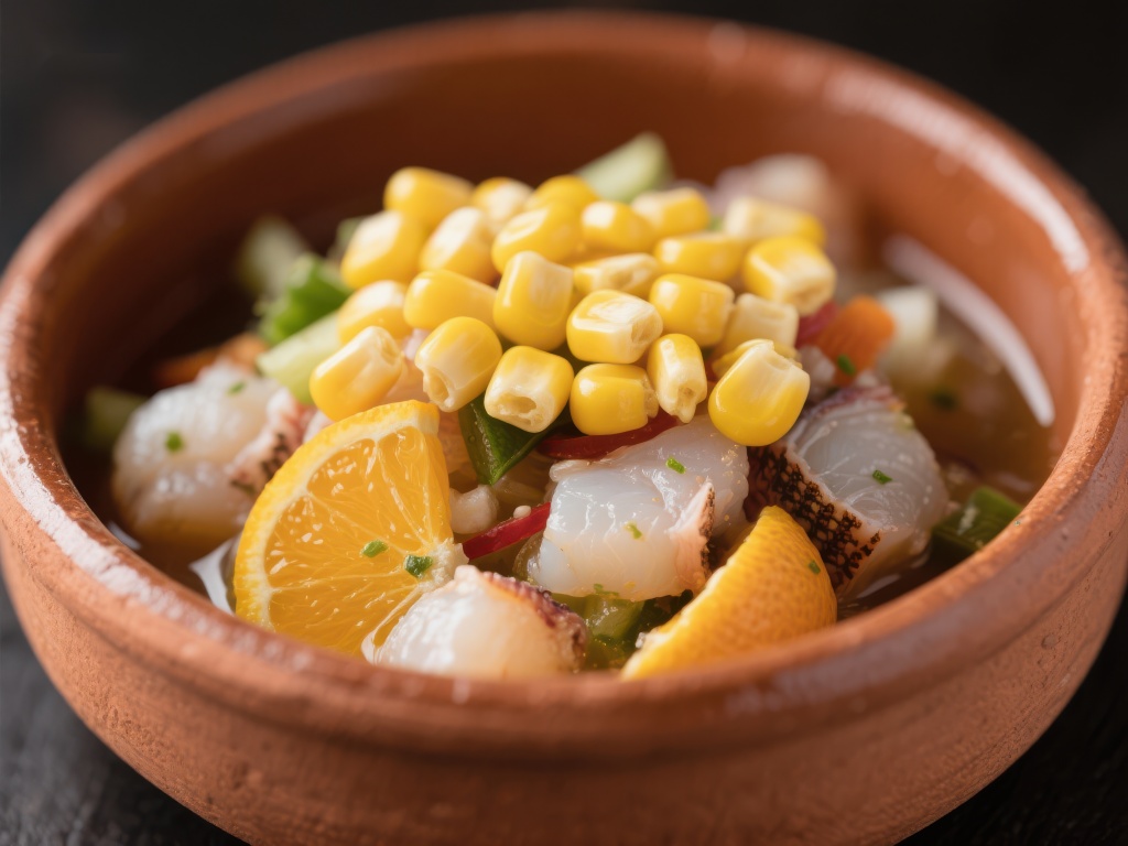 海鲜玉米沙拉橙片点缀