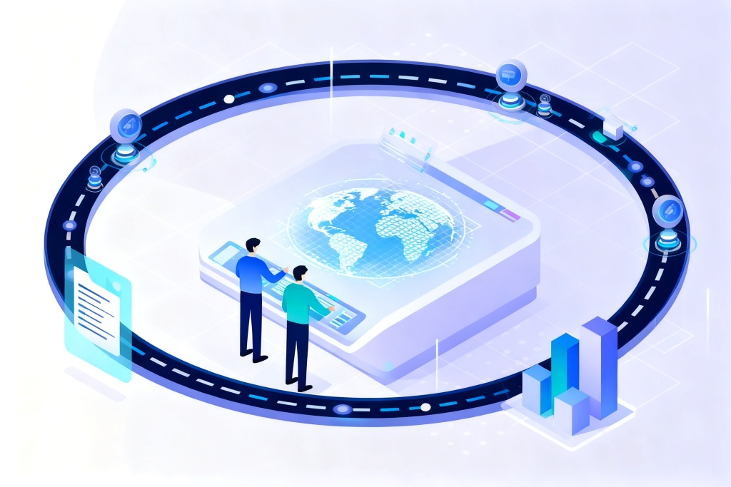 全球数据运维科技插画素材