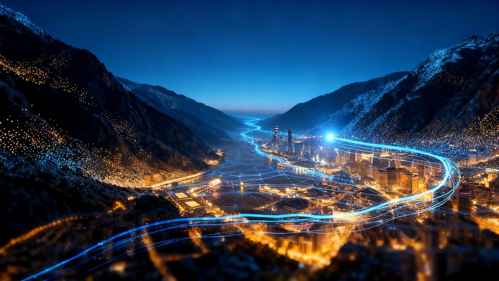 蓝金峡城科技未来背景