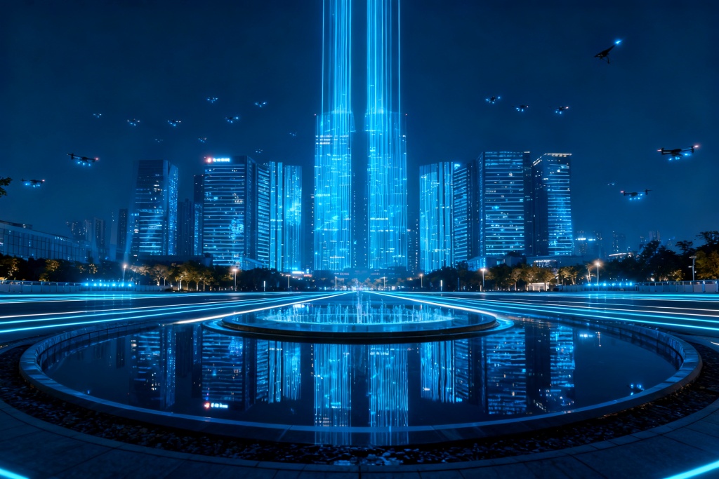 蓝光未来都市科技素材