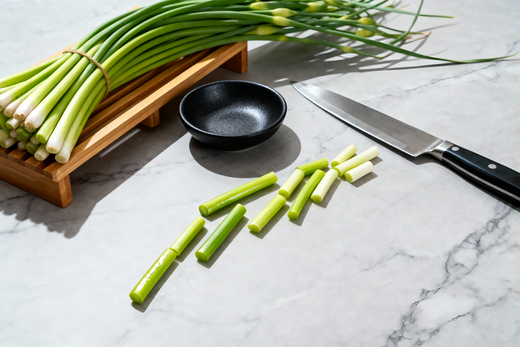 有机蒜台蔬菜摄影图