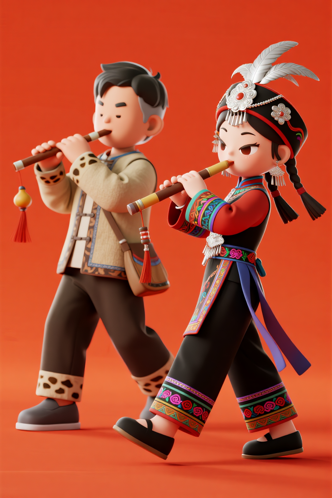 傈僳族民族形象人物插画