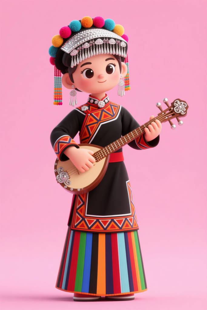 傈僳族民族形象人物插画