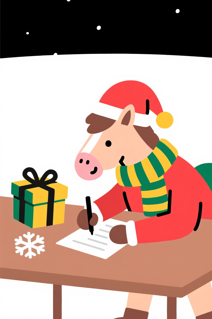 圣诞小马动物插画