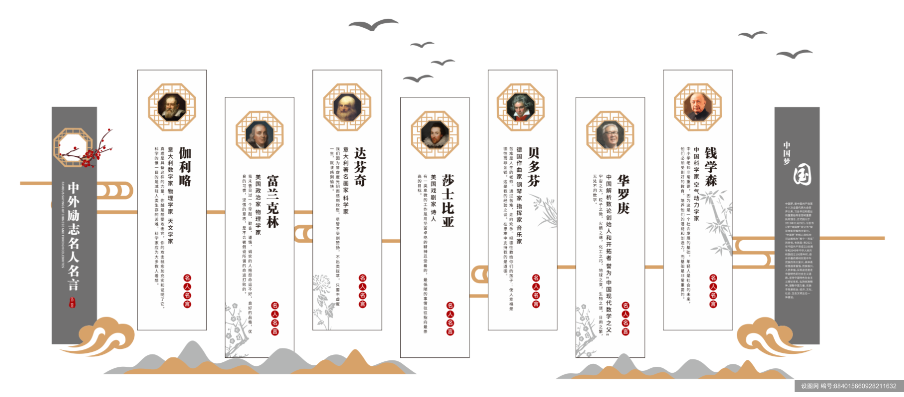 校园文化名人名言校园文化墙设计cdr下载_编号884015660928211632-设图网