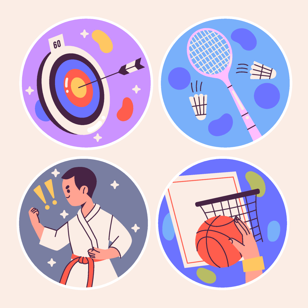 手绘卡通可爱人物运动健康矢量插画