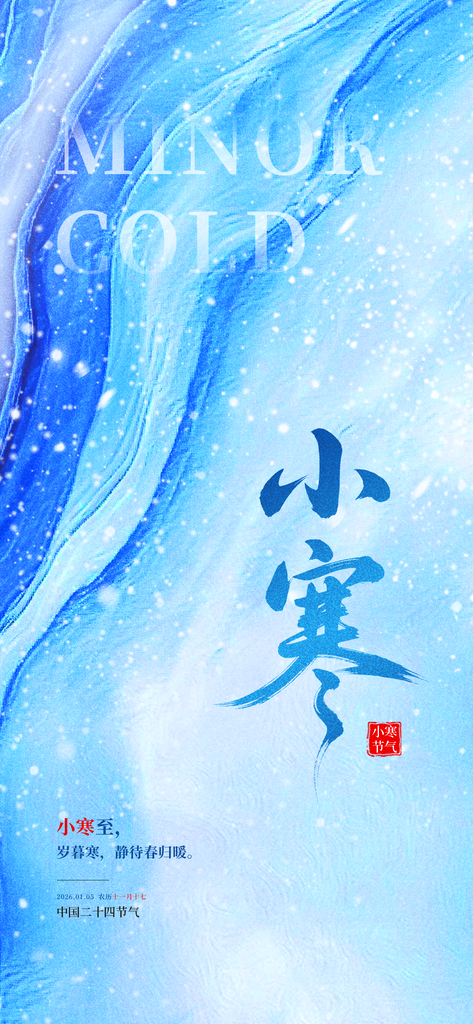 小寒简约大气海报