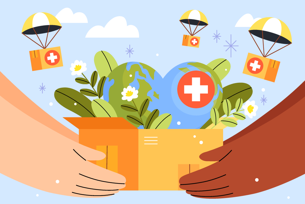 世界慈善日公益宣传爱心献爱心矢量插画