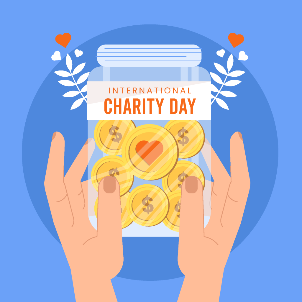 世界慈善日公益宣传爱心捐款献爱心矢量插画