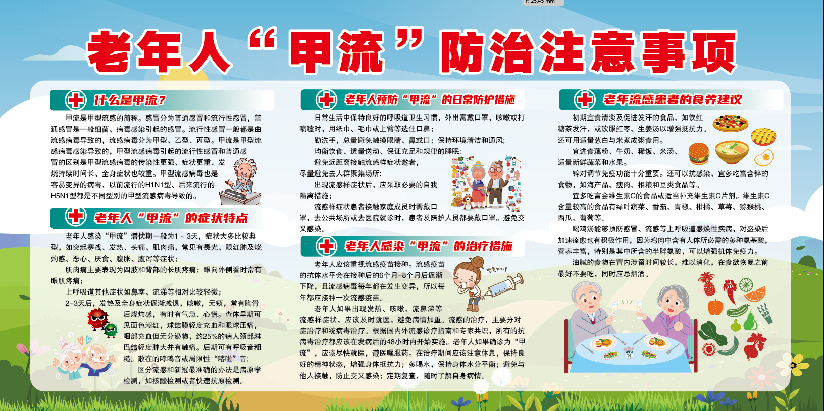 老年人甲流防治注意事项疾病预防医疗展板