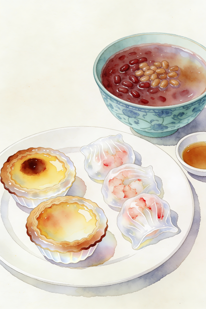 早茶虾饺插画美食素材