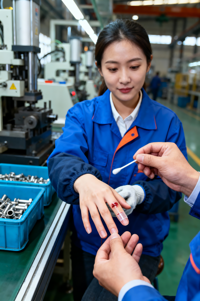 工厂员工职业伤病摄影图