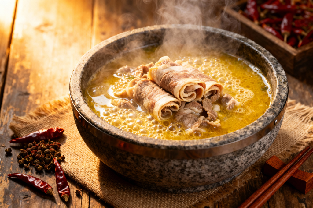 正宗酸汤肥牛美食摄影图