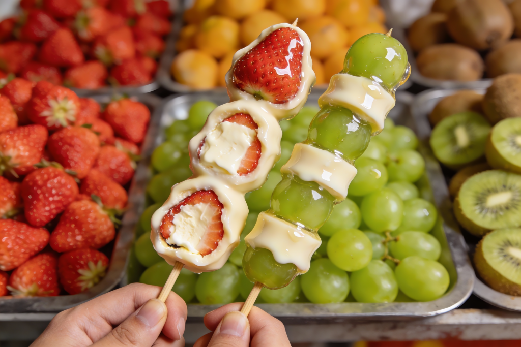 冬日奶皮子糖葫芦摄影图