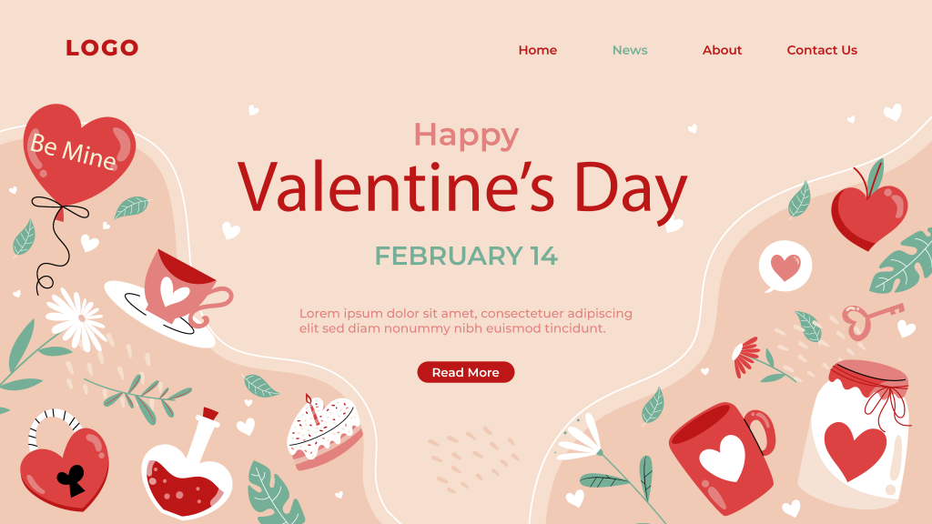 卡通可爱手绘情人节浪漫网站网页设计