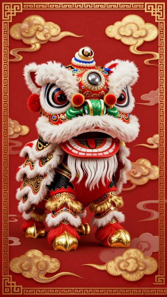 国风喜庆舞狮图片