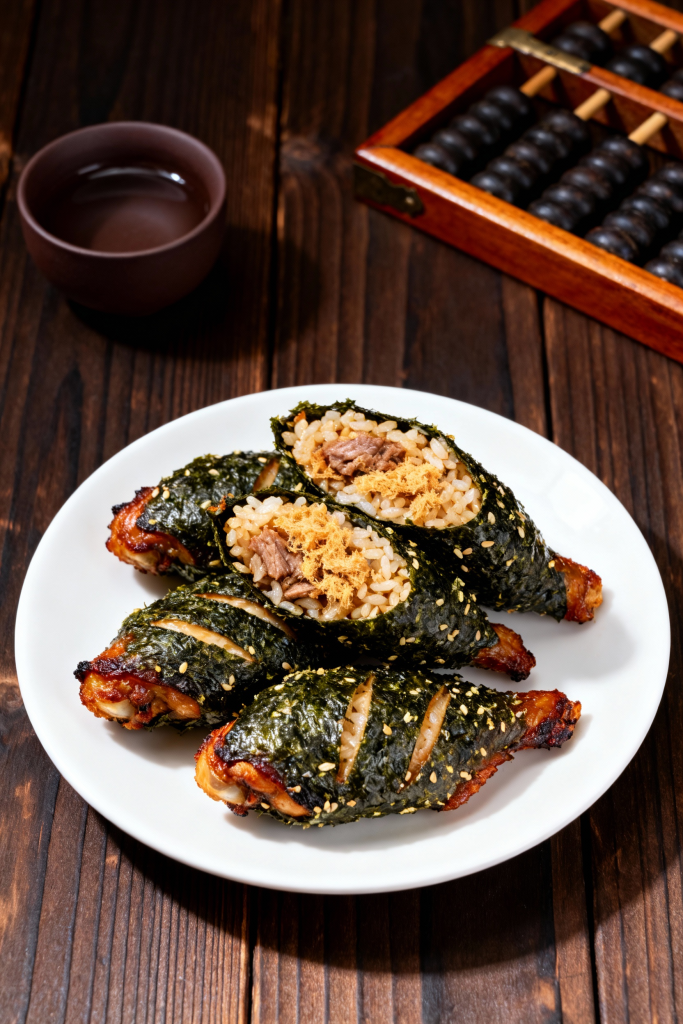 剔骨鸡翅包饭美食摄影图
