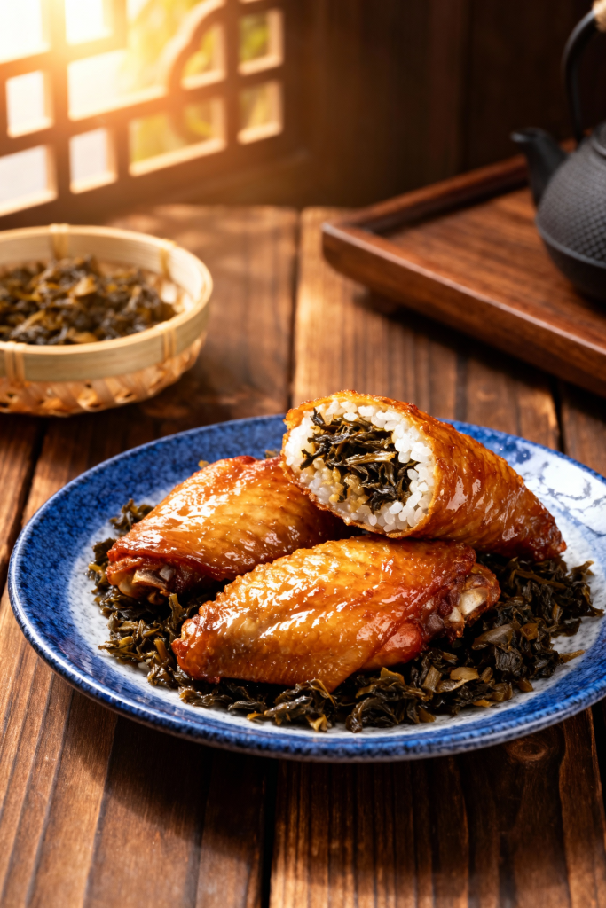 剔骨鸡翅包饭美食摄影图