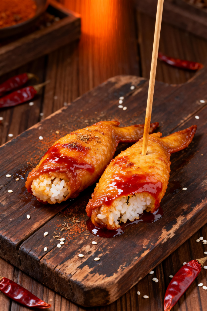 美味鸡翅包饭美食摄影图