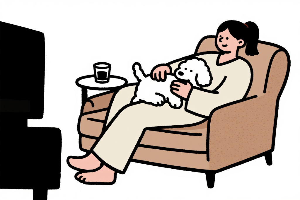 家庭宠物场景扁平化插画绘画