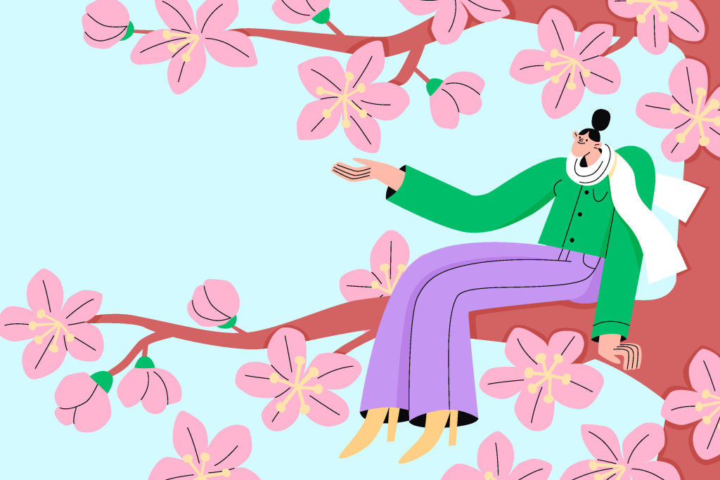 可爱卡通手绘温馨春天你好插画矢量素材