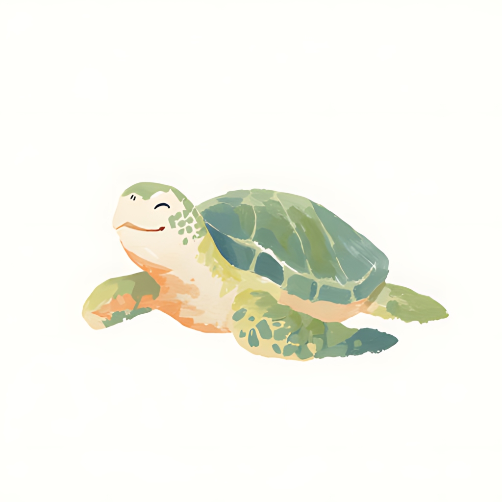 绿橙海龟可爱清新海洋动物插画