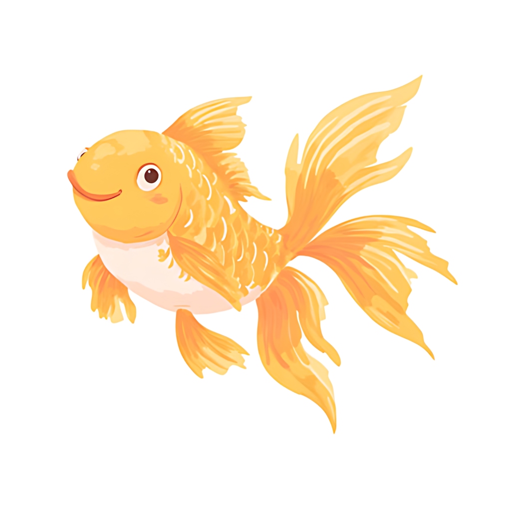 橙色金鱼清新自然灵动海洋动物插画