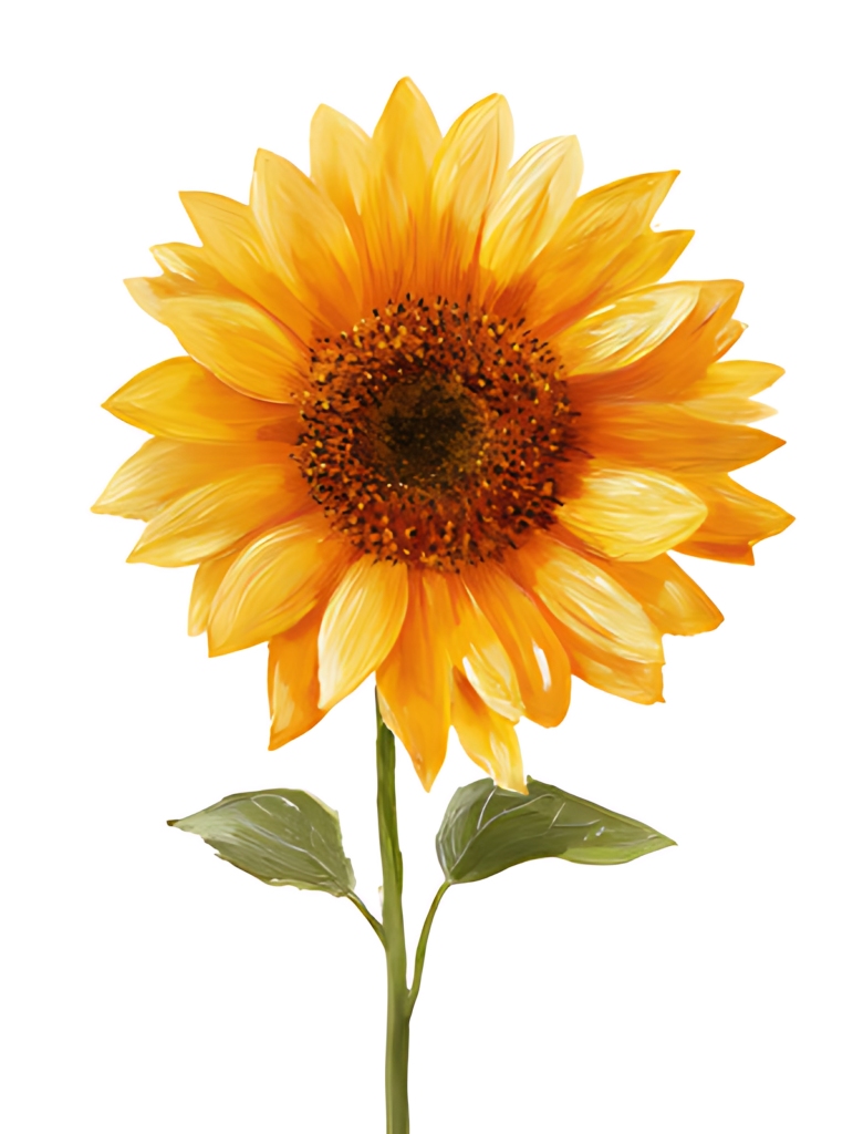 单支向日葵阳光活力自然花卉插画