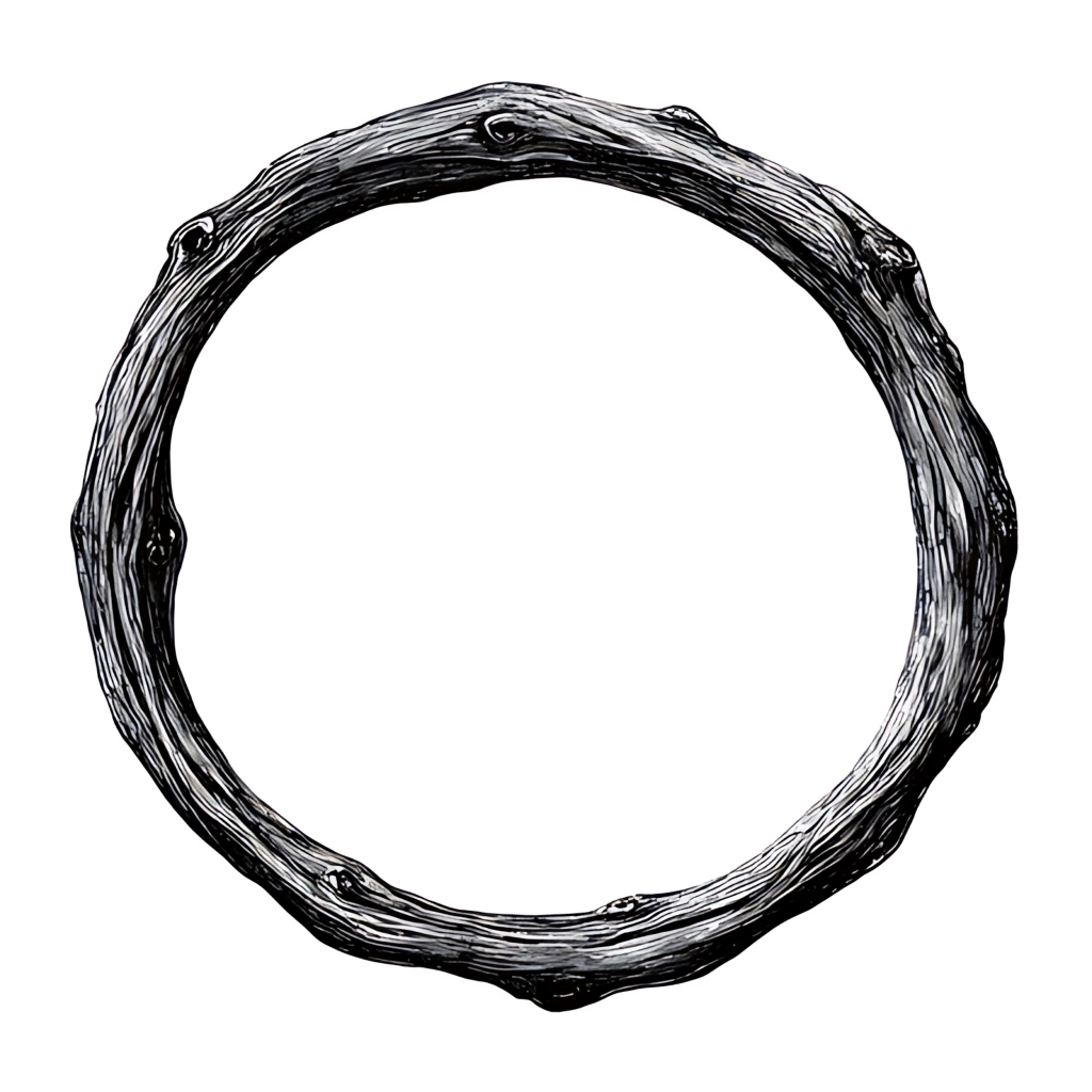 深色树枝圆环边框复古自然插画