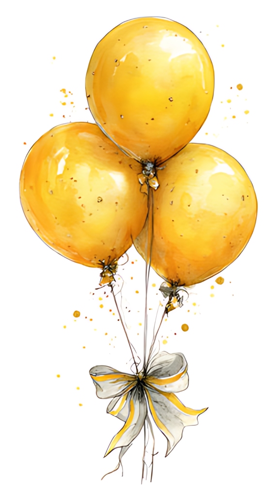 纯金气球丝带简约喜庆装饰插画