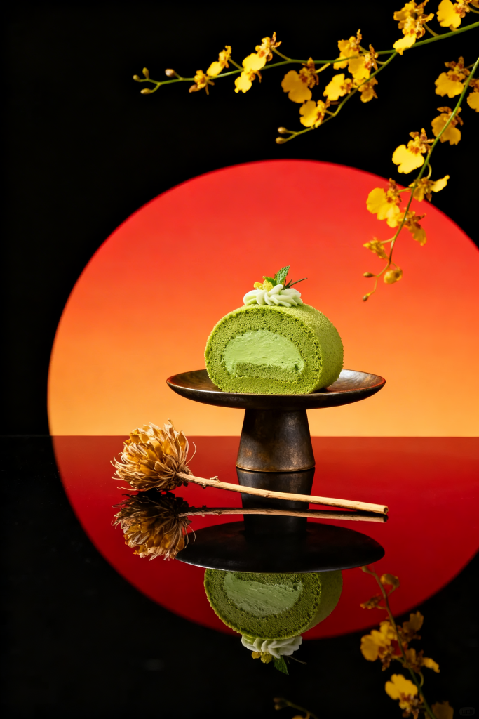 春季抹茶甜品蛋糕甜点美食摄影图