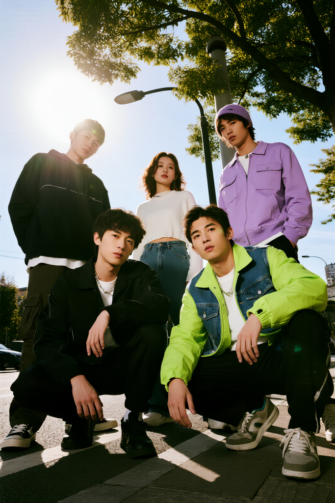 春季潮流服饰春装春游踏青摄影图