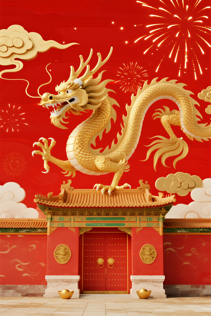 创意龙抬头节气龙插画背景图片