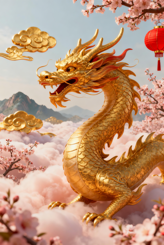 创意龙抬头节气龙插画背景图