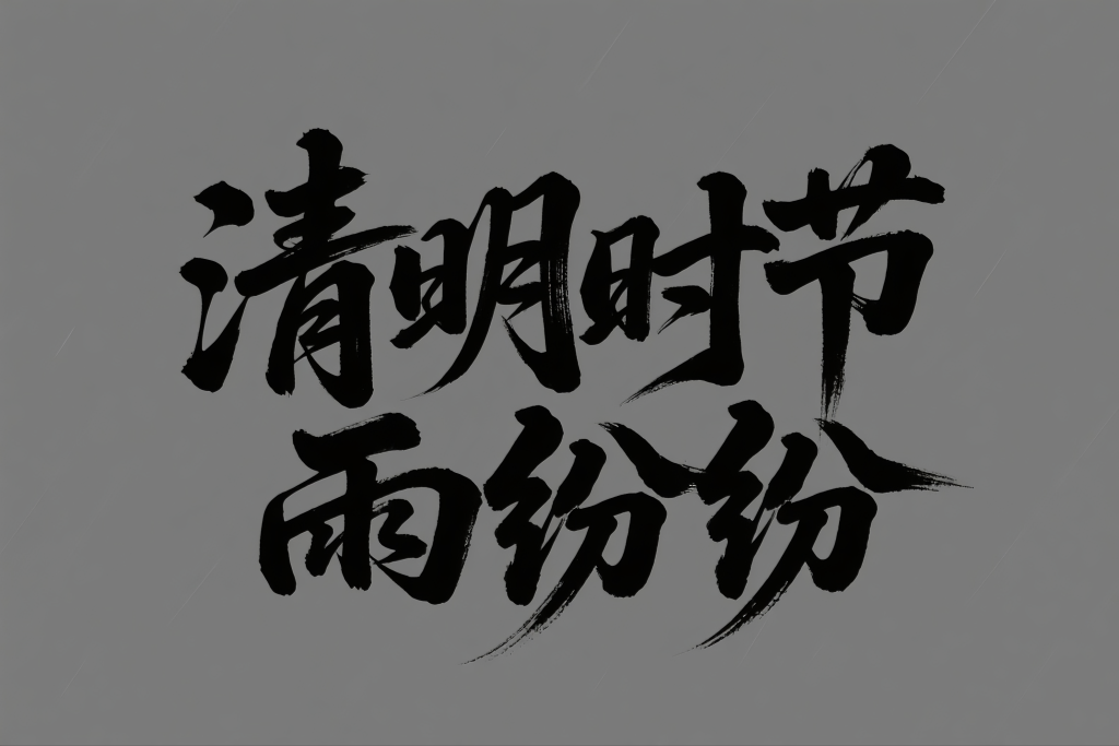 清明时节雨纷纷清明节艺术字毛笔字字体设计