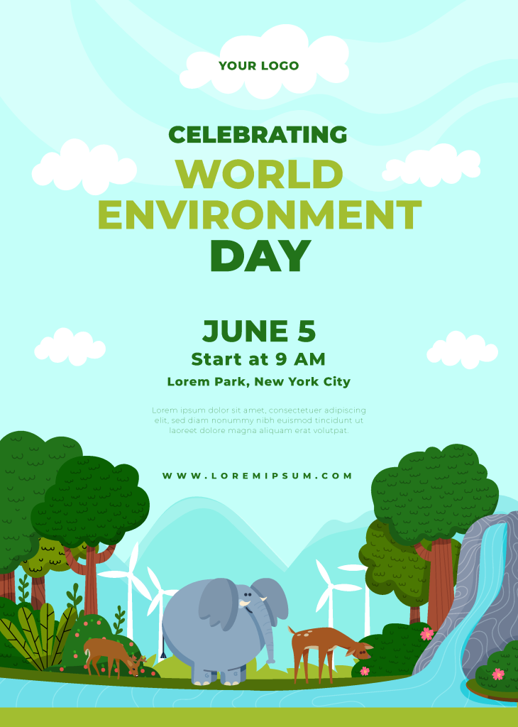 手绘扁平环境保护公益宣传海报设计