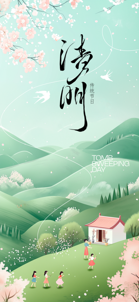 清明清明节节气海报设计素材