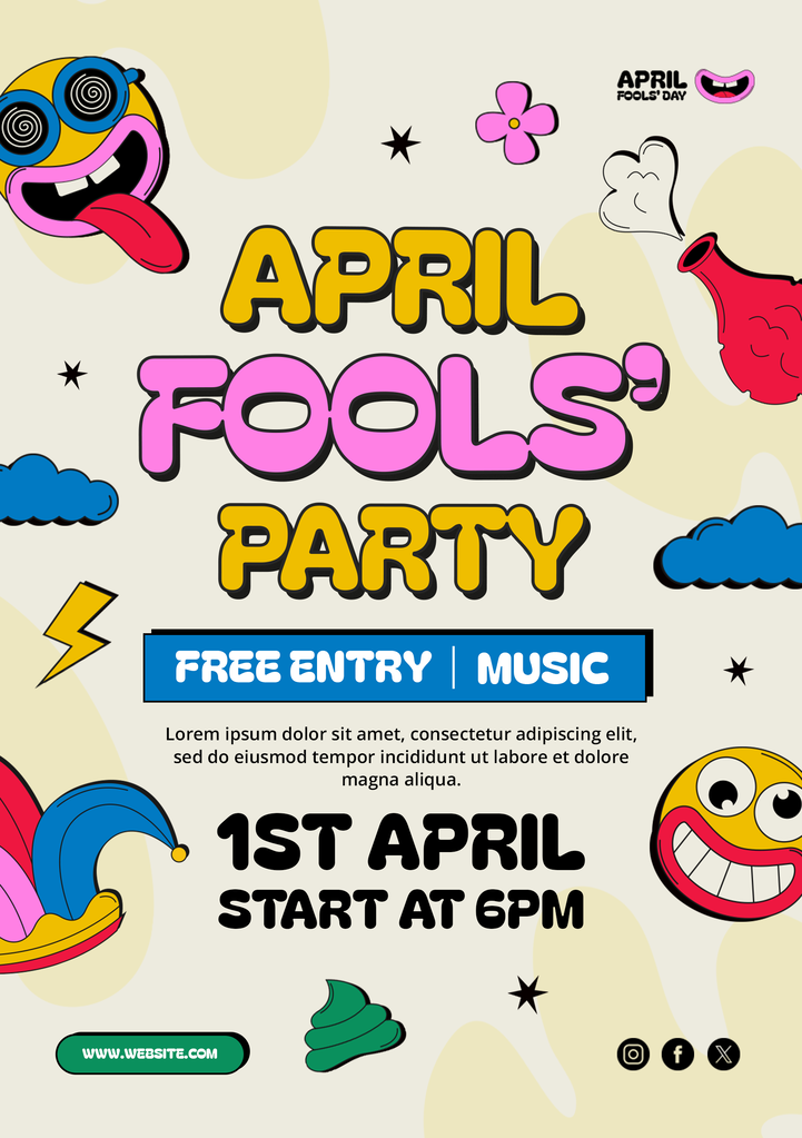 创意卡通可爱愚人节活动海报设计