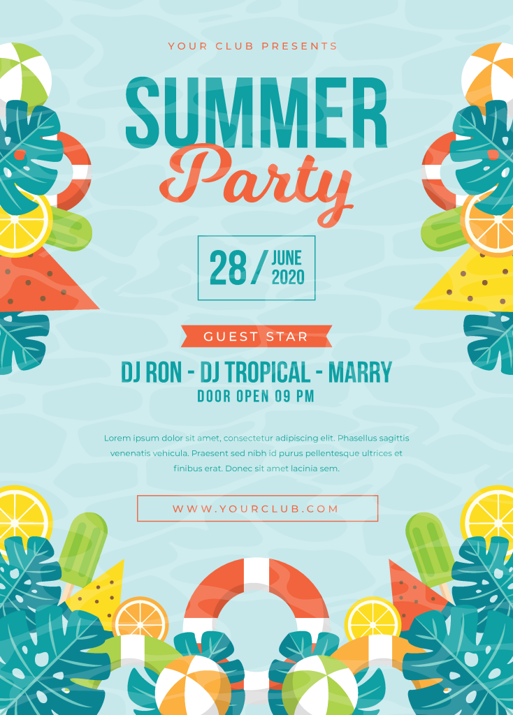 手绘可爱卡通夏季夏日海报设计