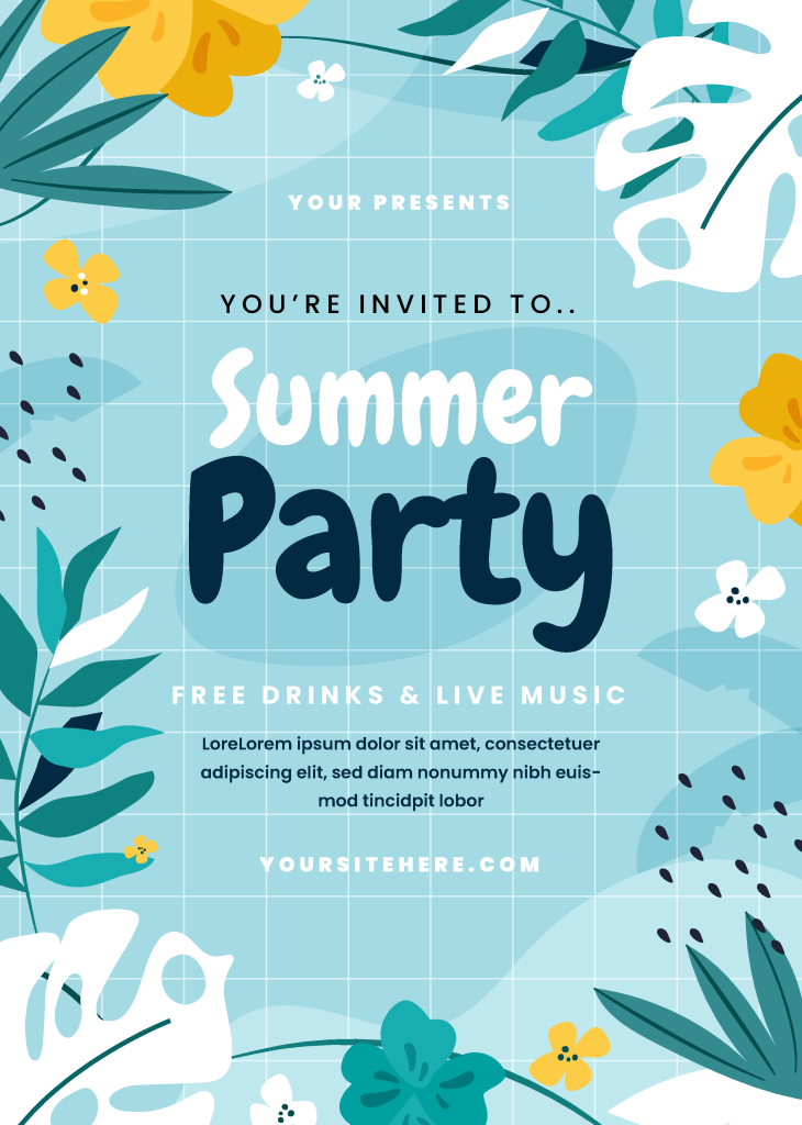 手绘可爱卡通夏季夏日宣传海报设计