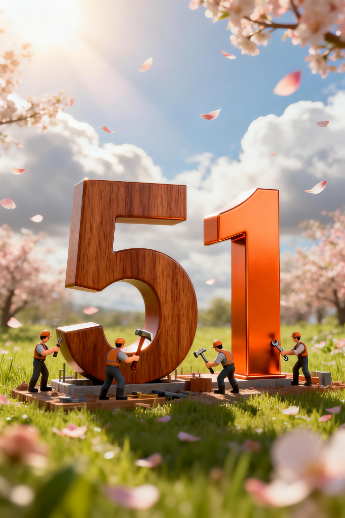 五一劳动节51数字立体模型工人劳动者插画