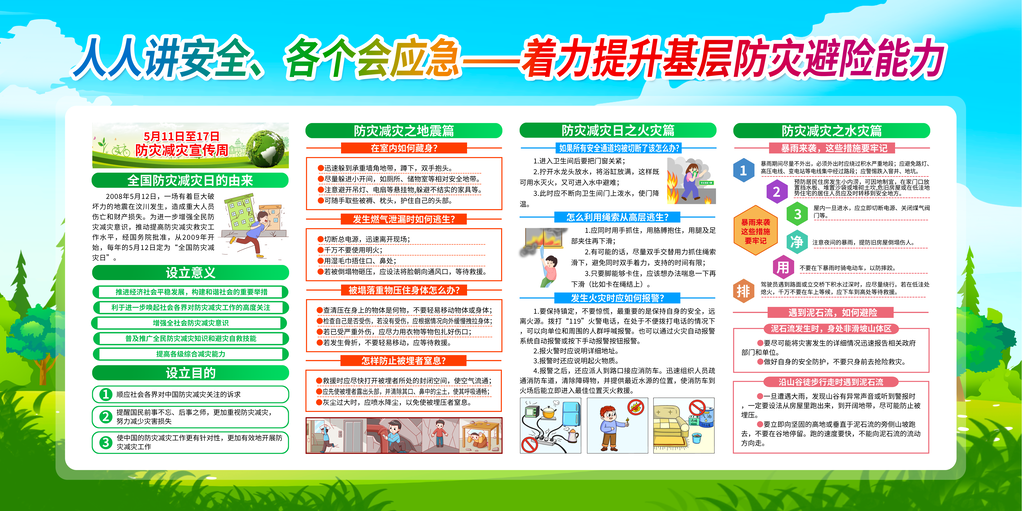 防灾减灾宣传周展板宣传栏海报