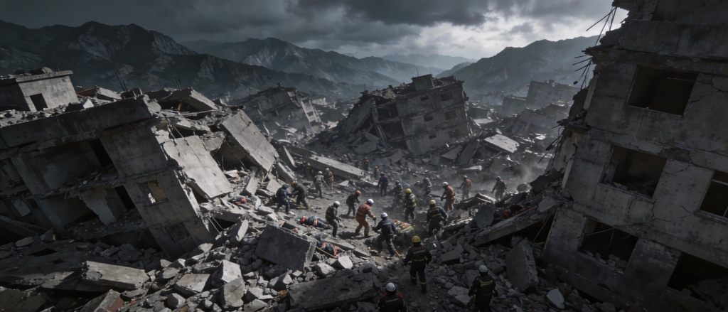 抗震救灾地震现场场景图片