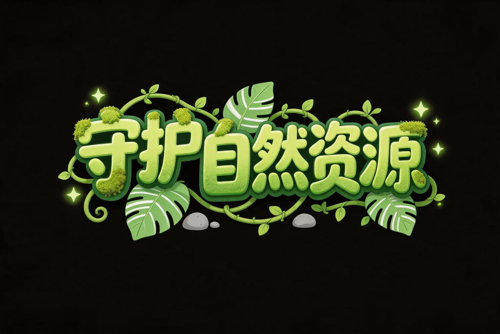 守护自然资源世界环境日字体设计艺术字