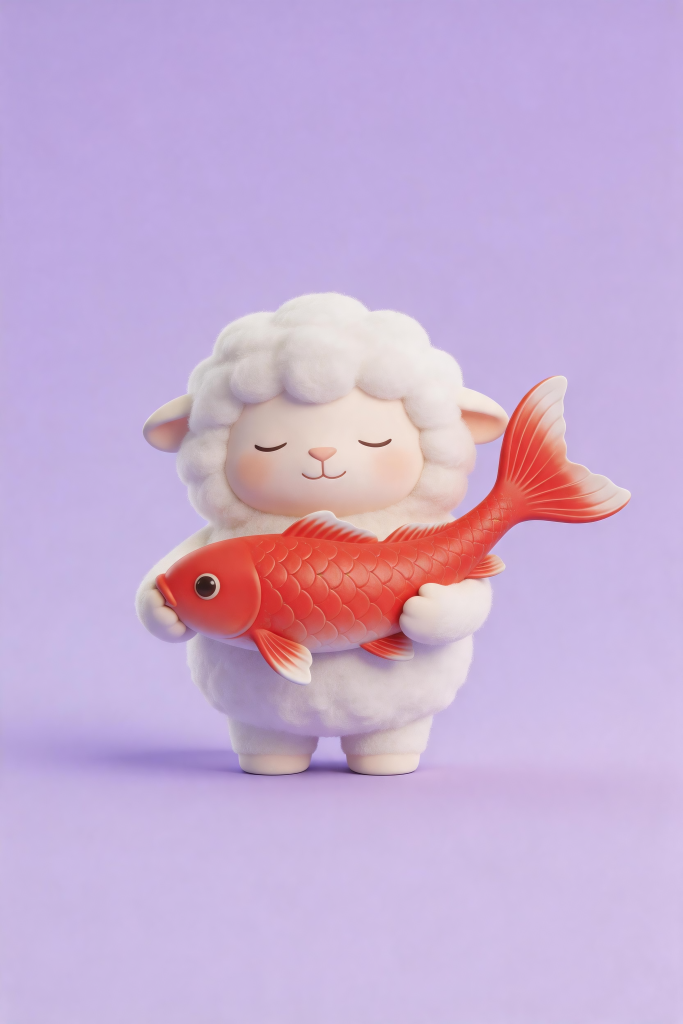 锦鲤羊年新年春节小羊模型插画