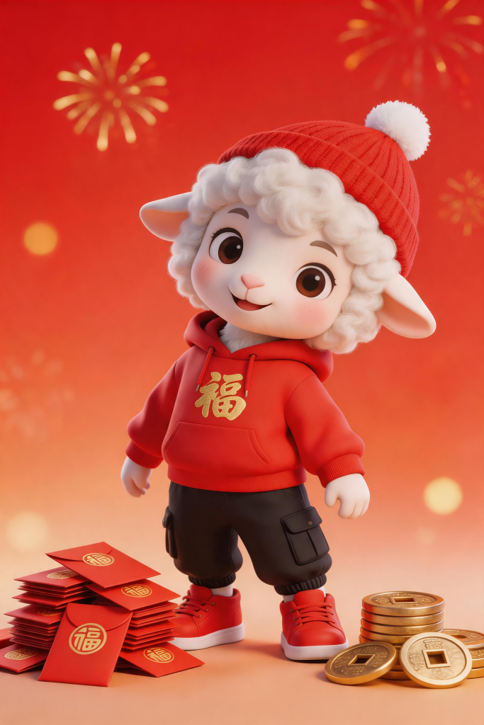 年服羊年新年春节小羊模型插画